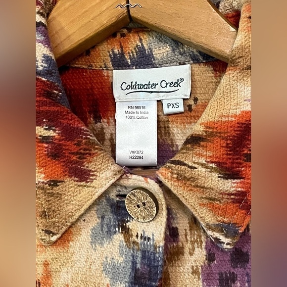 COLDWATER CREEK Women's Petite XS Fall Floral Button Up Long Sleeve Denim Jacket - Picture 3 of 13